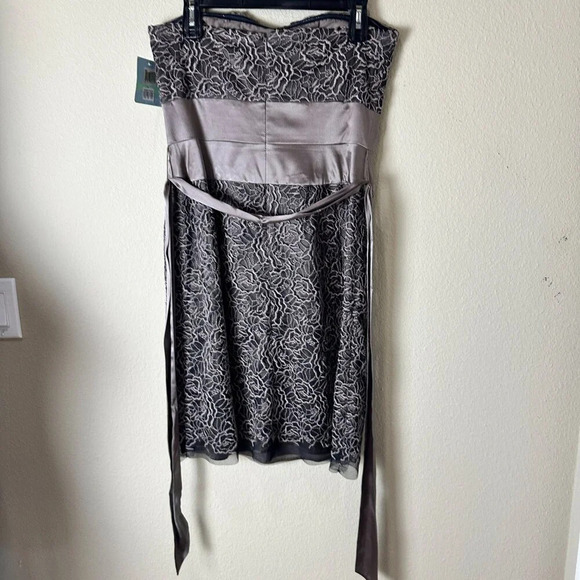 NWT Nordstrom SUZI CHIN Brown Lace & Satin Strapless Cocktail Dress Size 8 - Picture 6 of 10